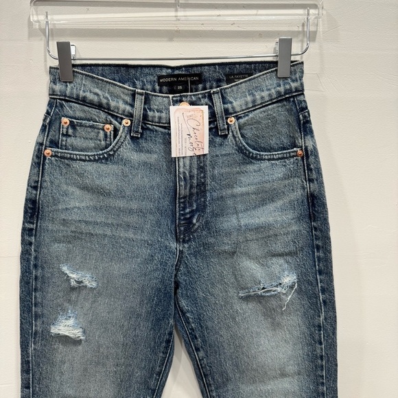 Modern American La Fayette Straight Leg Jeans Distressed in Brooklyn Wash 25 - Picture 3 of 8